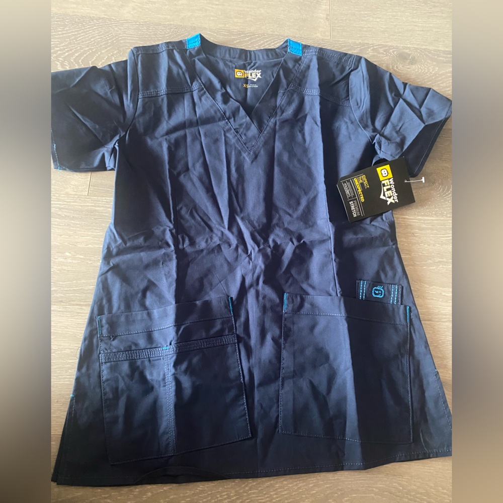 NWT Set of 2 Women’s Blue Medical Scrub Tops, Size XS